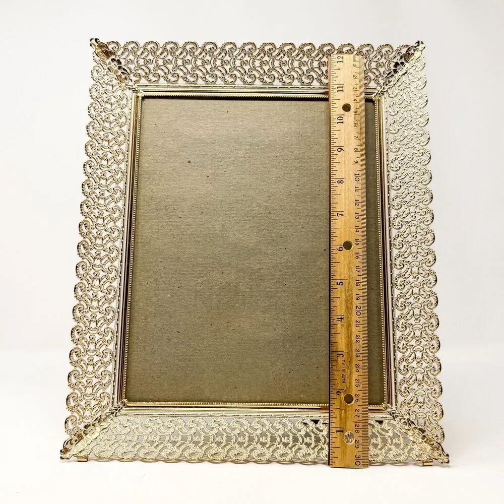 Vintage Hollywood Regency Gold Tone Filigree Metal Picture Frame 8x10